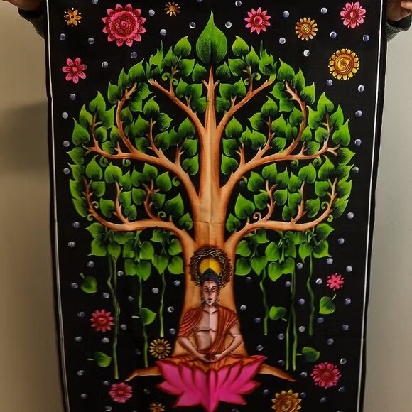 Cotton Wall Art (70x110cm) - Buddha Bodhi Tree - Picture 2 of 2